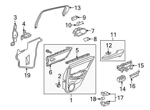 2010 Acura ZDX Rear Door Seal, Right Rear Door Hole Diagram for 72821-SZN-A01