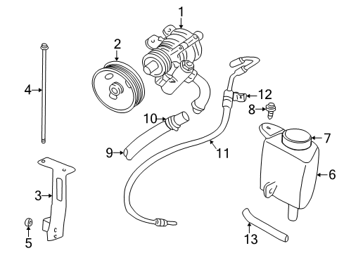 2000 Dodge Dakota P/S Pump & Hoses, Steering Gear & Linkage Battery Hold Down Diagram for 68462355AA