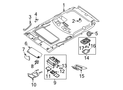 2009 Nissan Pathfinder Interior Trim - Roof Lamp Assembly-Map Diagram for 26430-ZS02C