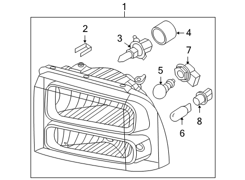 2005 Ford F-250 Super Duty Bulbs Composite Headlamp Diagram for 6C3Z-13008-DB