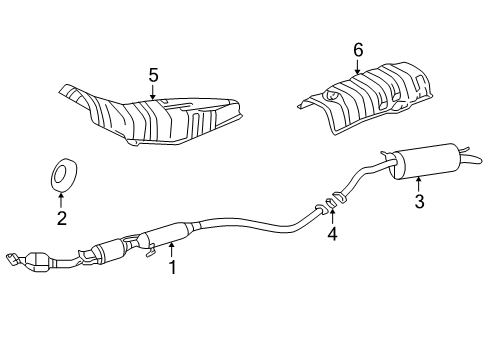 2006 Toyota Prius Exhaust Components Muffler & Pipe Diagram for 17430-21580