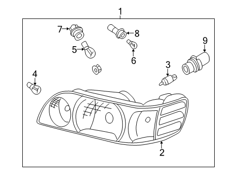 2001 Nissan Altima Bulbs Passenger Side Headlamp Assembly Diagram for 26010-0Z825