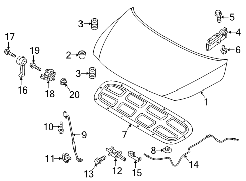 2018 Kia Sedona Hood & Components Cable Assembly-Hood Latch Diagram for 81190A9000