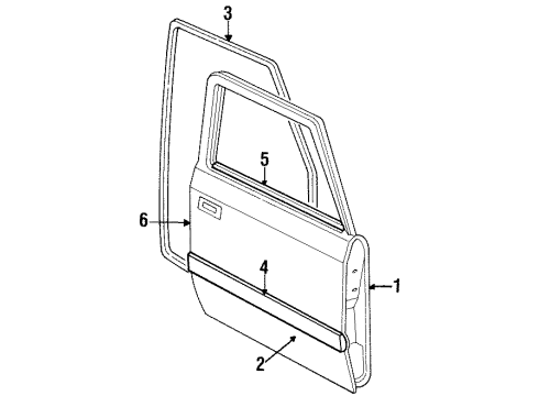 1992 Mercury Tracer Front Door & Components, Exterior Trim Belt Weatherstrip Diagram for F1CZ-5820934-A