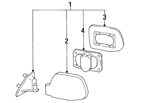 1990 Nissan Axxess Outside Mirrors Mirror Assembly-Door RH Diagram for 96301-30R20