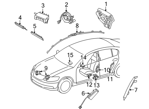 2008 Lexus GS450h Air Bag Components Sensor, Air Bag, Rear RH Diagram for 89833-30020