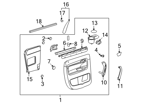 2007 Saturn Outlook Interior Trim - Rear Door Holder-Rear Side Door Trim Panel Cup *Light Cashmere Diagram for 15901448