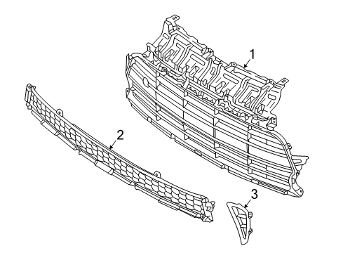 2019 Kia Soul Front Bumper - Grille & Components Front Bumper Mesh, Upper Diagram for 86561B2500