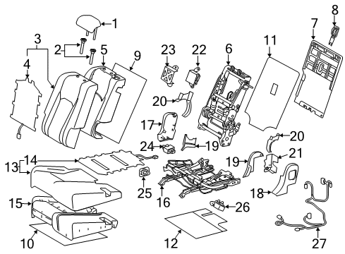 2016 Lexus RX450h Rear Seat Components Computer, Fold Seat Diagram for 89715-0E010