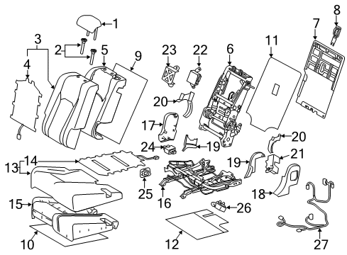 2016 Lexus RX450h Rear Seat Components Heater Assembly, Seat Diagram for 87510-0E360