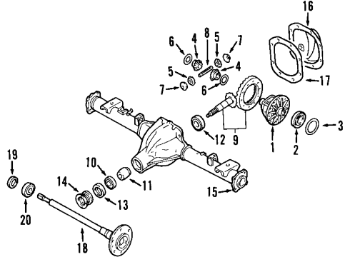 2004 Nissan Frontier Rear Axle, Differential, Propeller Shaft Case Set-Differential Diagram for 38420-12S70