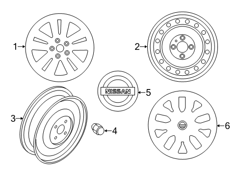 2019 Nissan Rogue Wheels, Covers & Trim Aluminum Wheel Diagram for 40300-6FL2A