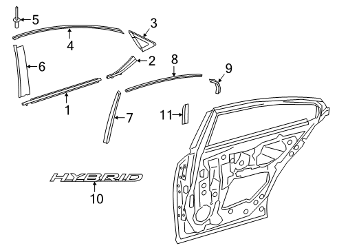 2019 Lexus ES300h Exterior Trim - Rear Door MOULDING Sub-Assembly, R Diagram for 75704-06010