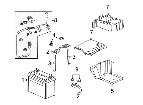 2007 Acura TL Battery Plate, Battery Setting Diagram for 31512-SEP-A10