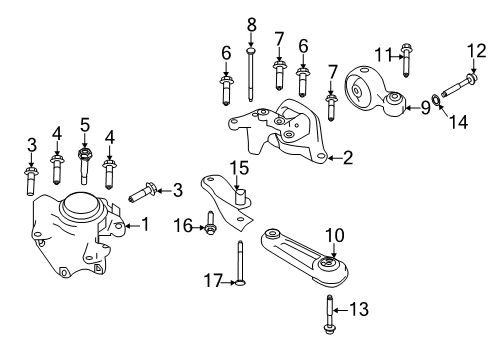 2017 Nissan Rogue Engine & Trans Mounting Rear Engine Mount Bracket Right Diagram for 11332-4BB1A