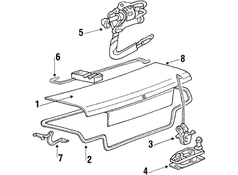 1987 Hyundai Excel Trunk Lid Trunk Lid Lock Assembly Diagram for 81906-21520