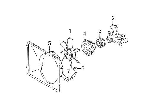 2001 Toyota Tundra Cooling System, Radiator, Water Pump, Cooling Fan Shield Diagram for 16712-0F020