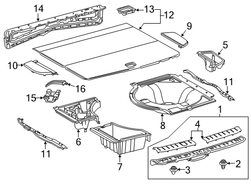 2017 Lexus RX350 Interior Trim - Rear Body Handle Assy, Deck Board Diagram for 58470-78020-E0