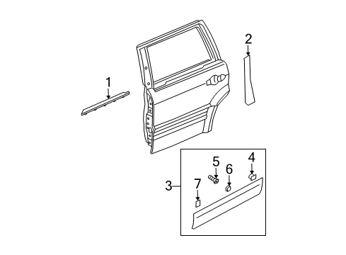 2005 Kia Sorento Exterior Trim - Front Door GARNISH Assembly-Front Door L Diagram for 877303E001XX