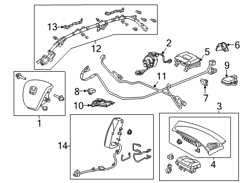 2012 Honda Accord Air Bag Components Wire Harn SRS Flo Diagram for 77962-TE1-A11
