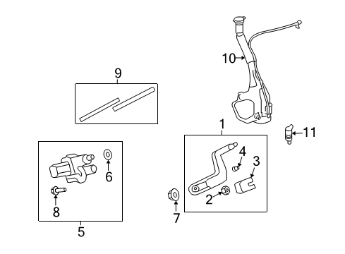 2008 Saturn Outlook Lift Gate - Wiper & Washer Components Washer Nozzle Diagram for 15276250