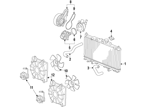 2014 Honda Crosstour Cooling System, Radiator, Water Pump, Cooling Fan Fan, Cooling Diagram for 19020-RWK-J01