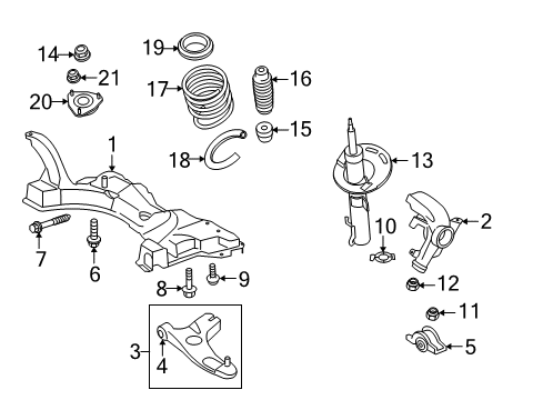 2009 Ford Focus Front Suspension Components, Lower Control Arm, Stabilizer Bar Lower Insulator Diagram for YS4Z-8484-AA