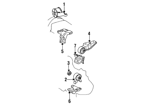 1991 Toyota Tercel Engine & Trans Mounting Bracket Sub-Assembly, Engine M Diagram for 12303-11100