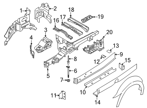 2019 Ford Transit-250 Structural Components & Rails Inner Fender Diagram for CK4Z-6102038-B