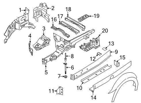 2019 Ford Transit-250 Structural Components & Rails Rear Brace Diagram for BK3Z-61108K34-A