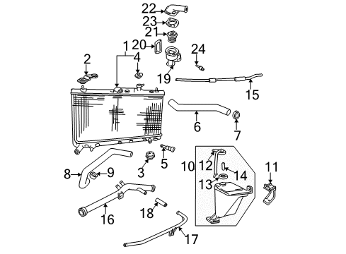 2002 Hyundai Accent Radiator & Components, Cooling Fan Hose-Radiator Lower Diagram for 25412-25000
