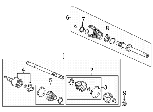 2022 Acura TLX Drive Axles - Front BOOT SET, OUTBOARD Diagram for 44018-TMJ-T01