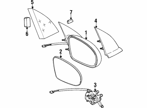 2000 Saturn SL Mirrors Cover Diagram for 21111242