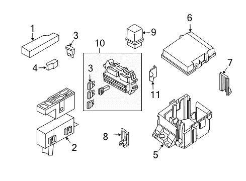 2004 Nissan Pathfinder Armada Electrical Components Bracket-Fuse Block Diagram for 24317-3S500