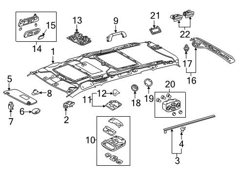 2011 Toyota Sienna Auxiliary Heater & A/C Reading Lamp Assembly Diagram for 81360-08020-E0