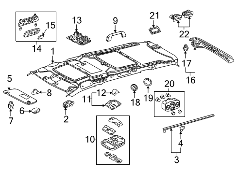 2020 Toyota Sienna Interior Trim - Roof Map Lamp Assembly Diagram for 63650-08542-E0