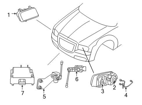 2008 Chrysler 300 Headlamps Headlight Left Diagram for 57010757AA