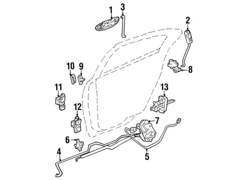 1999 Chrysler LHS Rear Door - Lock & Hardware Handle-Rear Door Exterior Diagram for LF05VMTAE