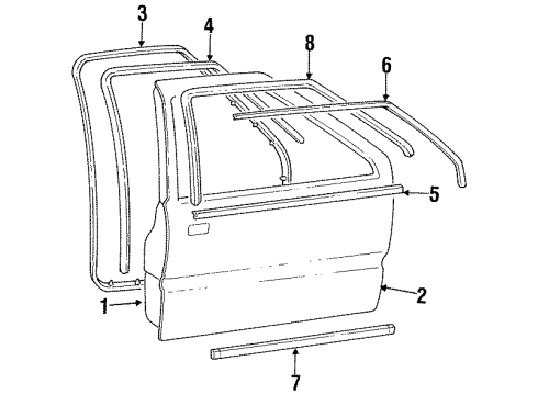 1994 Hyundai Sonata Front Door Weatherstrip Assembly-Front Door Belt Outside RH Diagram for 82220-33020