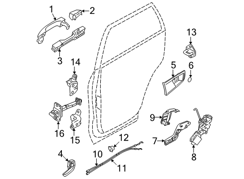 2008 Kia Sportage Rear Door - Lock & Hardware Door Inside Handle Assembly, Left Diagram for 826101F010