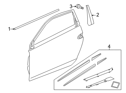 2016 Honda CR-Z Exterior Trim - Door Body Side Molding (Polished Metal Metallic-exterior) (POLISHED METAL METALLIC) Diagram for 08P05-SZT-1D0