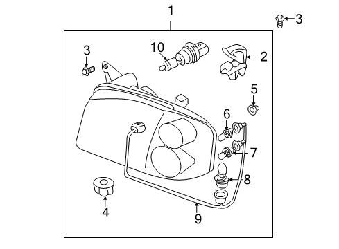 2001 Nissan Frontier Bulbs Driver Side Headlight Assembly Diagram for 26060-8Z326