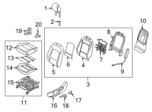 2020 Kia Soul Driver Seat Components Pad Assembly-Front Seat Diagram for 88150K0000