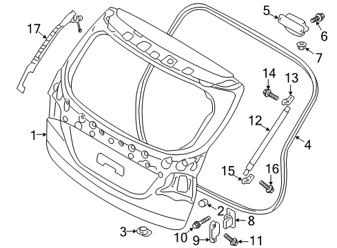 2018 Hyundai Santa Fe Lift Gate Panel Assembly-Tail Gate Diagram for 73700-B8030