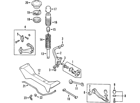 1999 Hyundai Sonata Rear Suspension Components, Lower Control Arm, Upper Control Arm, Stabilizer Bar Carrier Assembly-Rear Axle, LH Diagram for 52710-38000
