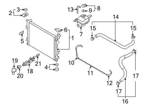 2006 Hyundai Sonata Powertrain Control Hose Assembly-Radiator, Upper Diagram for 25414-3K100