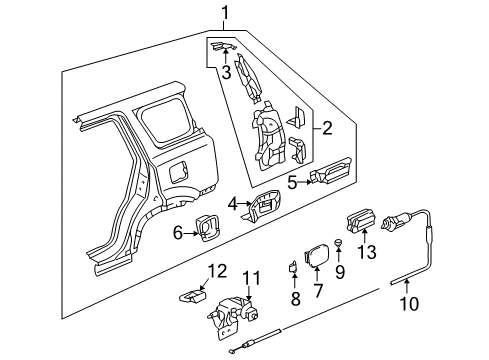 2000 Honda CR-V Quarter Panel & Components Cable, Fuel Lid Opener Diagram for 74411-S10-A01