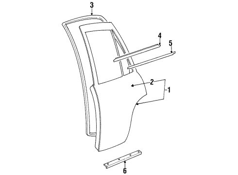 1997 Kia Sportage Rear Door Weatherstrip-Dust Diagram for 0K01872780