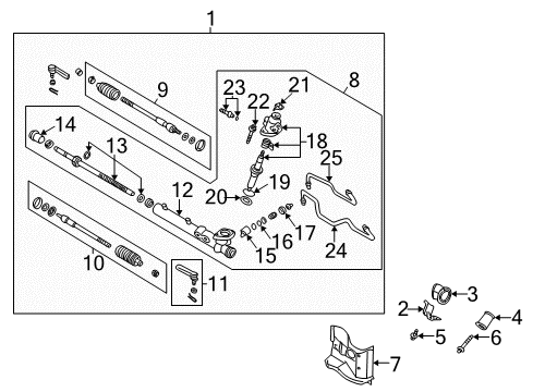 2000 Nissan Maxima Steering Column & Wheel, Steering Gear & Linkage Gear Assy-Power Steering Diagram for 49200-2Y900