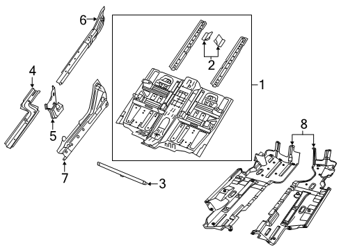 2022 Jeep Cherokee Floor & Rails Pan-Front Floor Diagram for 68102806AB